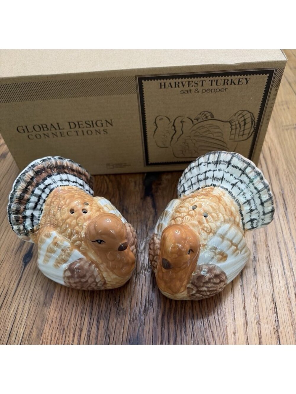 Global Design Connections Harvest Turkey Salt And Pepper Shakers New